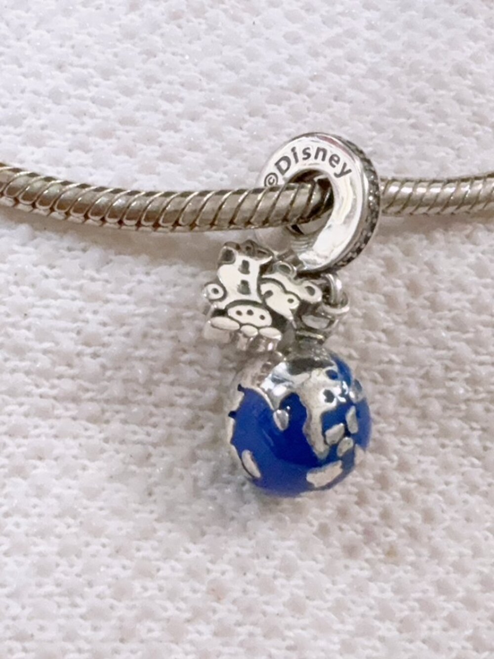 Mickey Mouse Globe Charm Silver Charm For Pandora Bracelet